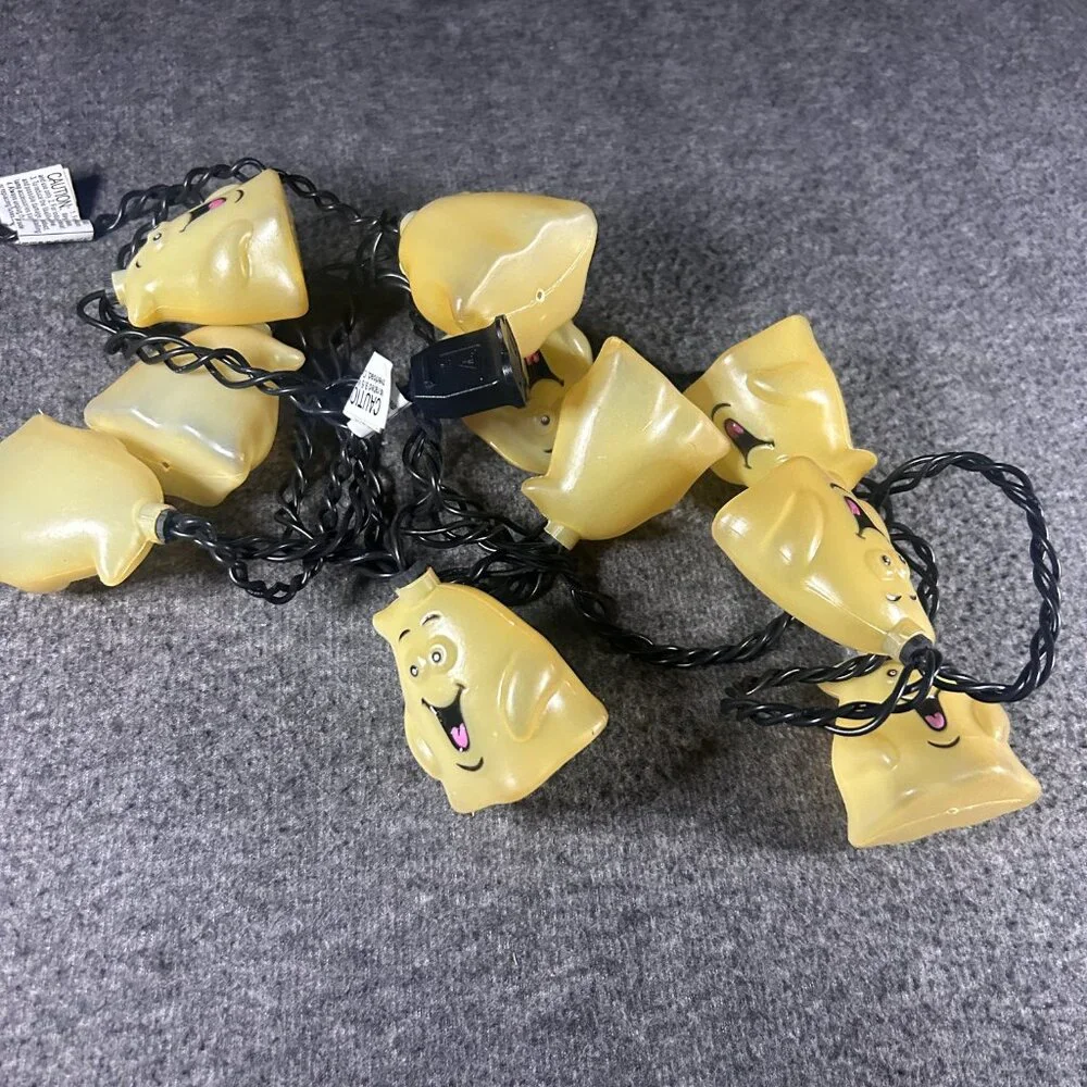 Vtg Halloween Blow Mold Ghost String Lights 10